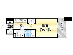 プラウドフラット新大阪 1Kの間取図画像
