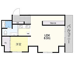 新大阪スターハイツ 1LDKの間取図画像