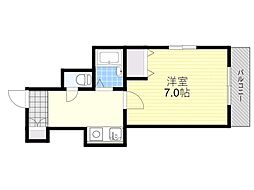 レイクロス豊中 1Kの間取図画像
