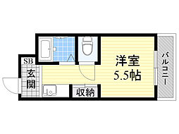 サンライト上新庄 ワンルームの間取図画像