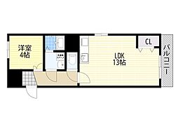 ローズコーポ東淀川 1LDKの間取図画像