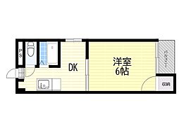 サンスリーハイツ菅原 1DKの間取図画像
