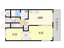 ロイヤルスプリングス 6階2LDKの間取り
