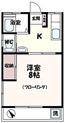 第一ハイツ白樺 1Kの間取図画像
