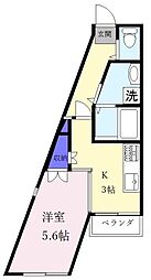 プレステージュフローレンスリバーF 1Kの間取図画像