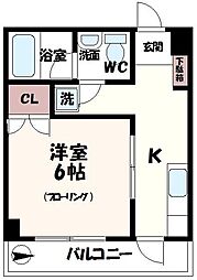 オーベルジュ芦花 1Kの間取図画像