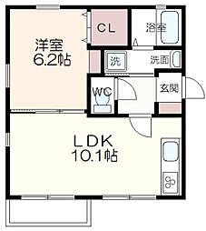 ホワイトハウス 1LDKの間取図画像