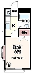 12・クレイドル 1Kの間取図画像