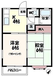 ガーデン若葉 2Kの間取図画像