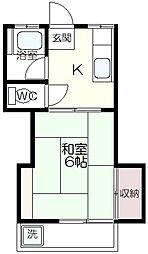 小幡ハイツ 1Kの間取図画像