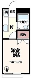 12・クレイドル 1Kの間取図画像