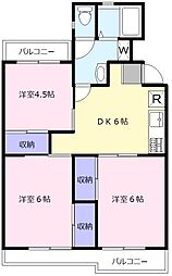 マンションシェルヴール 3DKの間取図画像
