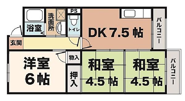 霞ヶ丘レジデンス 305｜兵庫県神戸市垂水区霞ケ丘5丁目(賃貸マンション3DK・3階・52.57㎡)の写真 その2