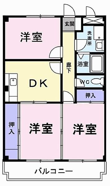 プランドール 302｜兵庫県加東市上滝野(賃貸アパート3DK・3階・56.07㎡)の写真 その2