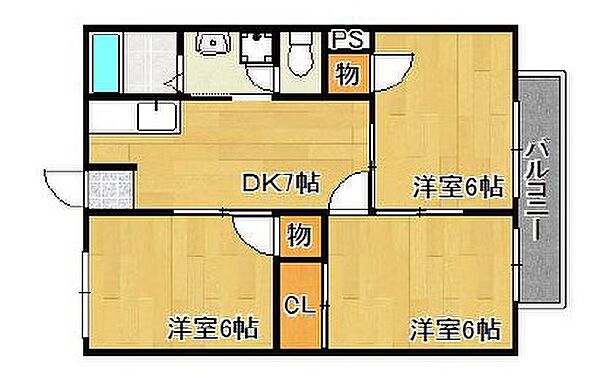 ハイツフォレスト 205｜兵庫県加東市上滝野(賃貸アパート3DK・2階・52.17㎡)の写真 その2