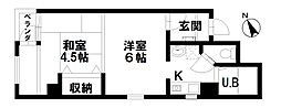 クレセント野町 2Kの間取図画像