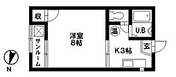コーポヒバリ 1Kの間取図画像