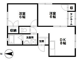 ニューフロイデ・エンゼルA棟 2DKの間取図画像