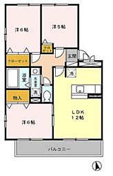ハリークレストA棟 3LDKの間取図画像