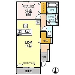 峰 1LDKの間取図画像