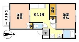 フロイデクリシュナ 2Kの間取図画像