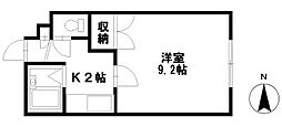 オクト・シャングリラ 1Kの間取図画像