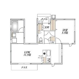 石蕗小路III 1LDKの間取図画像