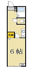 リヴァージュパレス 1Kの間取図画像