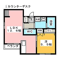 Beams Court 2階1LDKの間取り
