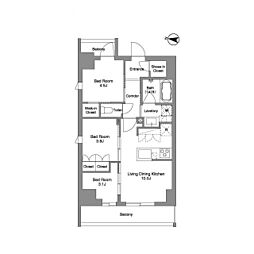 荒川区東日暮里2丁目マンション 3LDKの間取図画像