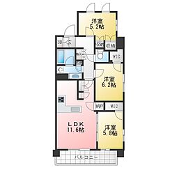 リビオ日暮里グランスイート 3LDKの間取図画像