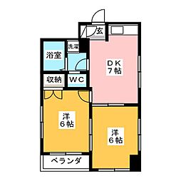 コモリヤビル 2DKの間取図画像