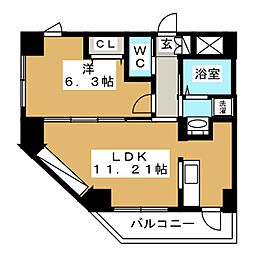 クエル田端 1LDKの間取図画像