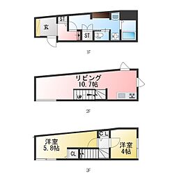 MOK-TERRACE NISHINIPPORI 2LDKの間取図画像