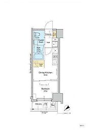 PROUDFLAT西日暮里 1DKの間取図画像