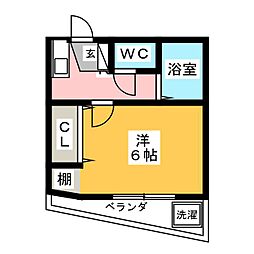オータムマウンテン一番館 1Kの間取図画像
