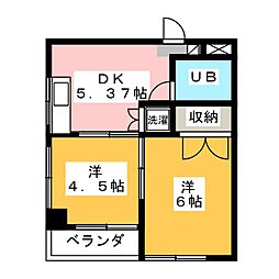 アビタシオン元町 2DKの間取図画像