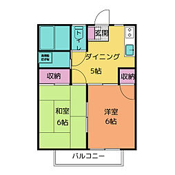 サンヴィレッジ多摩湖 2階2DKの間取り