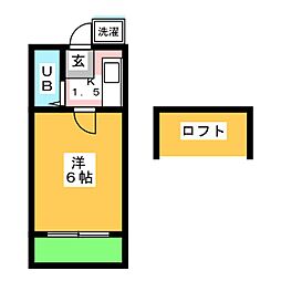 モナークハイム 1Kの間取図画像