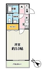 アトラス新狭山 2階1Kの間取り