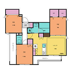 sweet rootsくすのき台 3LDKの間取図画像