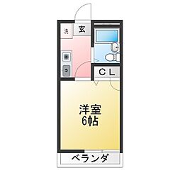 エコーハイツ英 1Kの間取図画像