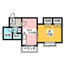 ウエストビレッジ'91 1DKの間取図画像