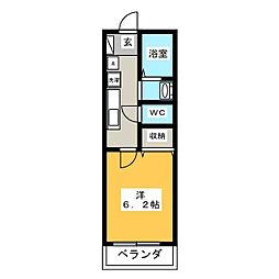 ティルタ南住吉 1Kの間取図画像