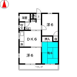 クレール月見野 3DKの間取図画像