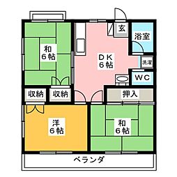 農住メゾン富士見1 3DKの間取図画像