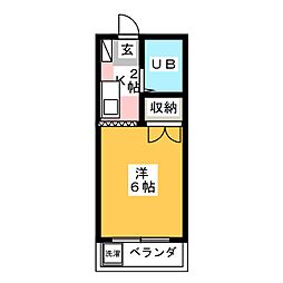 ファミールハイツ2 1Kの間取図画像