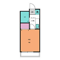 エコーハイツ英 1Kの間取図画像