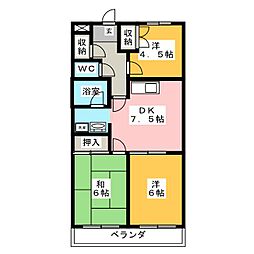 ルネッサンス小手指3号館 3DKの間取図画像