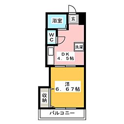 ビーンズバレー 1DKの間取図画像